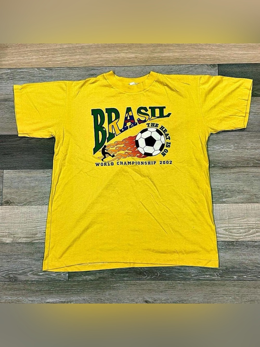 Hanes Yellow Brasil Soccer Graphic Tee